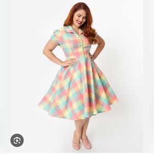 Magnolia park pastel checker dress size medium